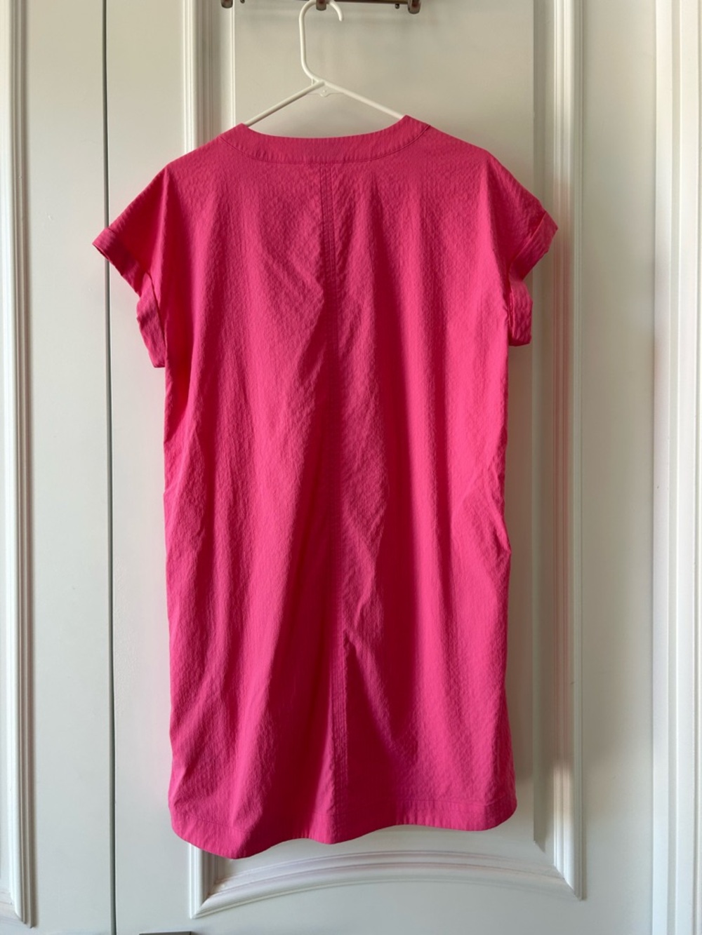 Vineyard Vines Bright Pink Split V Mini Dress - Picture 2 of 4